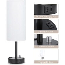 Luminária de cabeceira LED moderna com controle por toque e 3 níveis de intensidade luminosa.