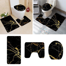 Ensemble de tapis de salle de bain 3 pièces noir et or
