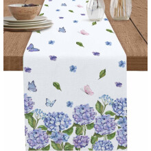 Tafelloper met lentehortensia-bloemenprint, 72x13 inch