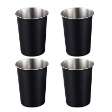 Conjunto de 4 copos infantis em aço inoxidável 304, empilháveis.