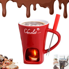 Service à fondue au chocolat en céramique avec fourchettes