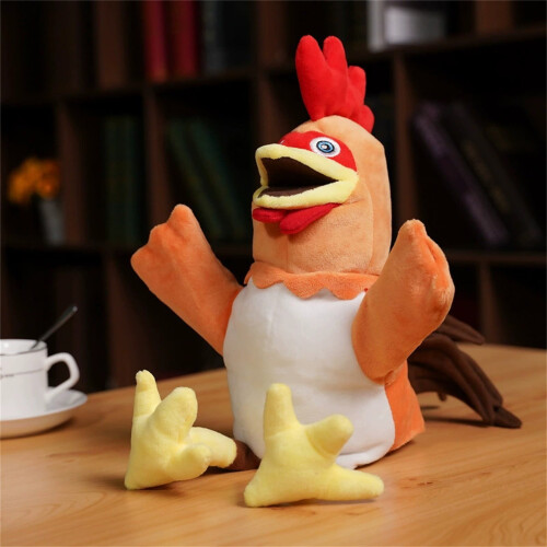 Fantoche de mão de galinha de pelúcia com boca móvel de 23 cm (9 polegadas)