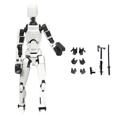 Titan13Actionfigur Hvit3D-printet robot med flere ledd