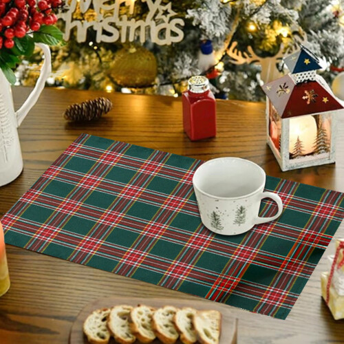 Kerst placemats met ruitjespatroon, hittebestendig