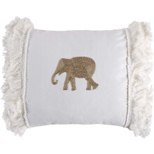 Pernă decorativă Levtex Home Nacala, elefant, bronz alb