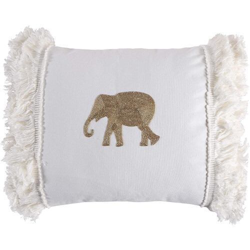 Pernă decorativă Levtex Home Nacala, elefant, bronz alb