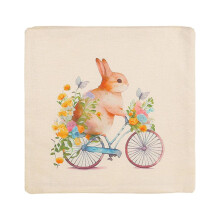 Housses de coussin de Pâques 45 x 45 cm, motif lapin et fleurs, style champêtre