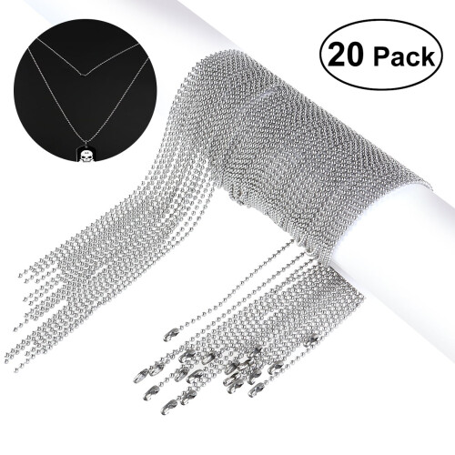Collar de cadena de bolas de acero inoxidable de 76 cm (20 unidades)