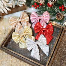 Christmas Bow Garland with Sequins for Indoor Decor