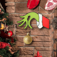 Grinch hand hanging ornament wooden Christmas decoration