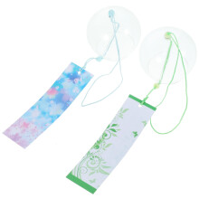 Carillon éolien en verre, pendentif style japonais, 2 pièces