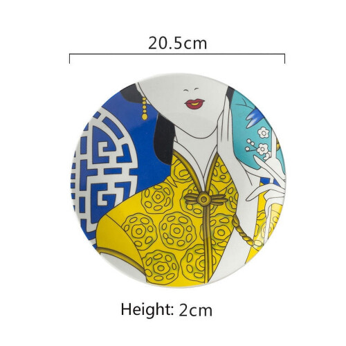 Ceramic Plate Asian Style 8 Inch