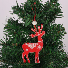Christmas wooden pendant decoration red 1 piece