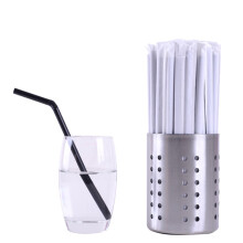 Black plastic flexible drinking straws 400 pcs 0.23mm