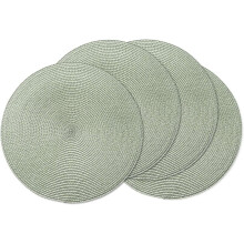 Round braided placemats set of 4, 15 inch, fog green