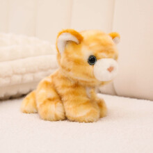 Gele gestreepte kattenknuffel van 15 cm.