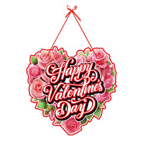 Cartel de bienvenida de madera para San Valentín, 30x30 cm.