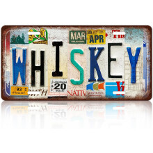 Placa de matrícula de aluminio Vintage Whiskey de 12x6 pulgadas
