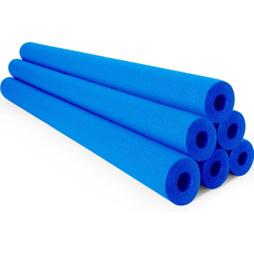 6 Pack Jumbo Blue Pool Noodles 55 x 3.5 Inch