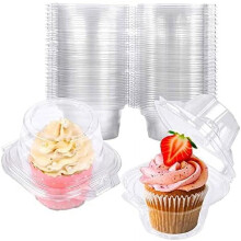 50er-Packung PET-Cupcake-Boxen, 3,5" quadratisch, tiefe Kuppel