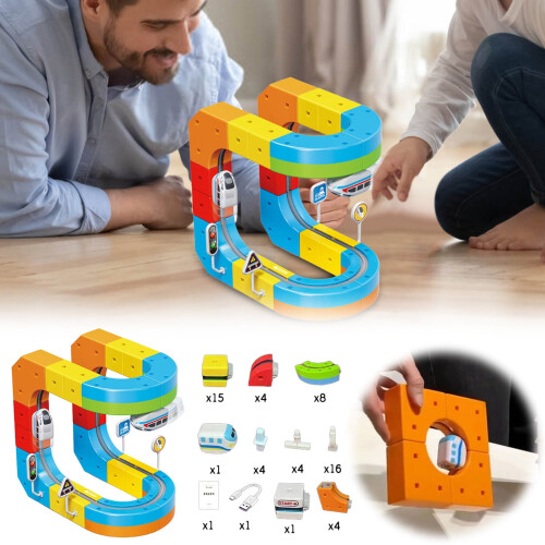 Electric Train Set with Click-Together Track 59 pcs