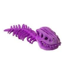 Costume di peluche a forma di scheletro di dinosauro, viola, design 3D
