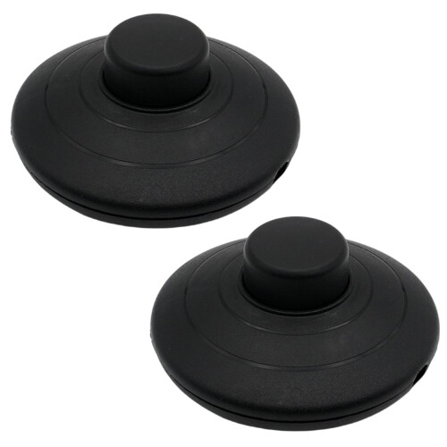 Conjunto de 2 interruptores de pé redondos pretos 250V 2A
