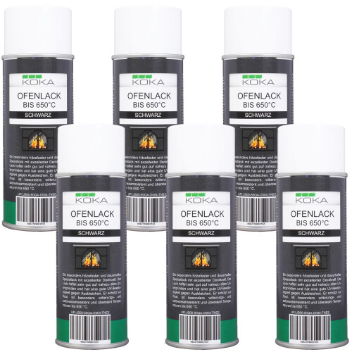 6x Ofenlack Spray Schwarz Matt