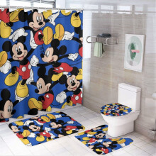 Ensemble rideau de douche Mickey Famille noir 72x72 pouces (4 pièces)
