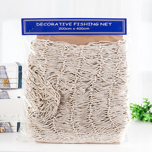 Fishing Net Beige 2x4 Meters Thick Hemp Rope