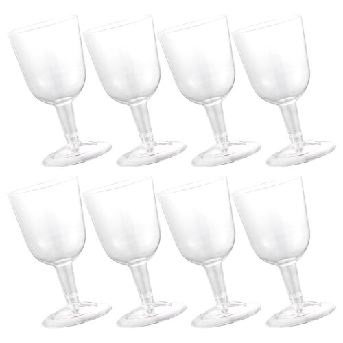 Clear Disposable Plastic Wine Glasses, 8 Pack