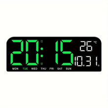 LED Clock with Temperature and Date Display 12/24H