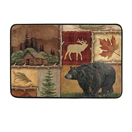 Bear Door Mat Rustic Lodge Style 23.6 x 15.7 Inch