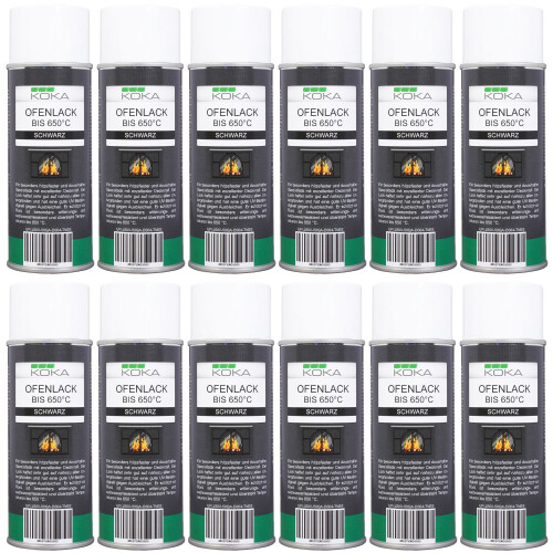 12x Ofenlack Spray Schwarz Matt