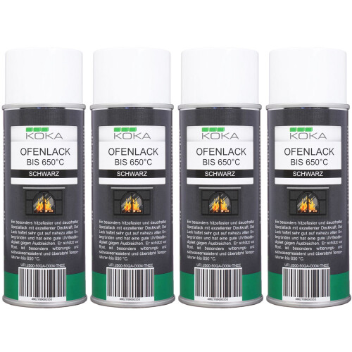 4x Ofenlack Spray Schwarz Matt