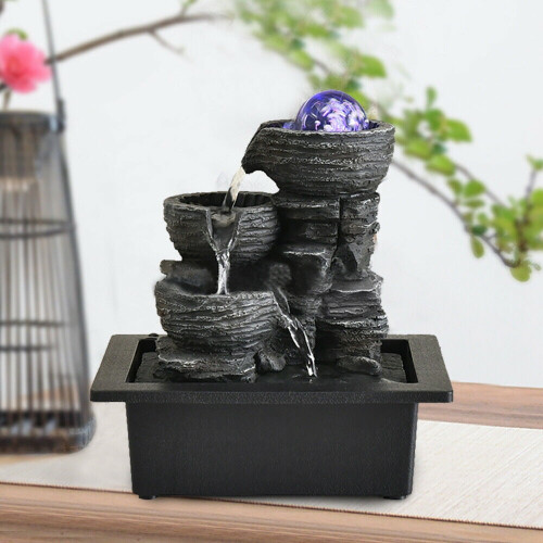 Fontaine cascade pour intérieur et extérieur avec éclairage LED