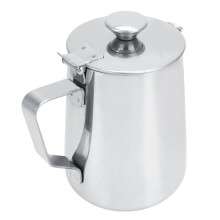 Tasse à mousser le lait Delaman 1000 ml en acier inoxydable avec couvercle, idéale pour le latte art et les cafés. Accessoires de cuisine.