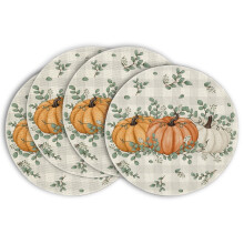 Set de 4 suporturi de masă cu dovleac portocaliu, 38 cm