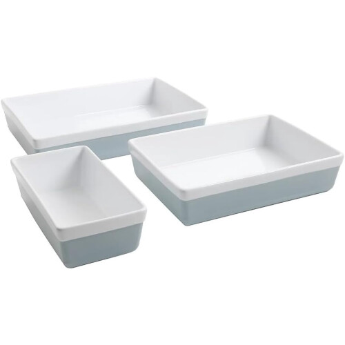 Stoneware bakeware set grey 3-piece