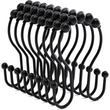 Crochets de rideau de douche argentés antirouille, lot de 12