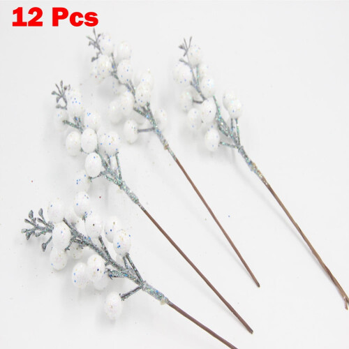 Artificial Glitter Berry Stem 12 PCS Gold Silver