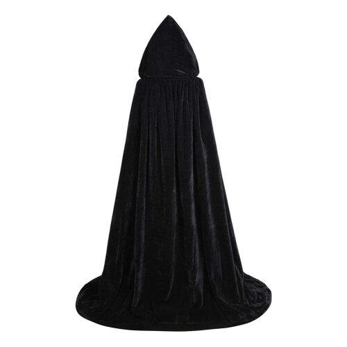 Mantello con cappuccio in raso nero per Halloween