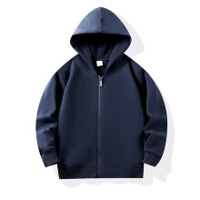 Kinderhoodie met lange mouwen en ritssluiting, marineblauw