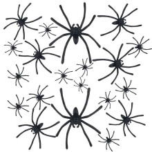 Sorte plastik edderkopper Halloween dekoration 20-pak 4,5x5 cm