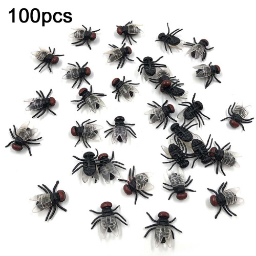 Nepvliegen van plastic voor Halloween, 100 stuks