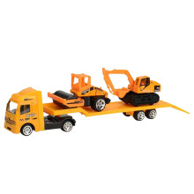 Conjunto de caminhão e escavadeira de brinquedo com fricção para crianças de 3 a 5 anos.