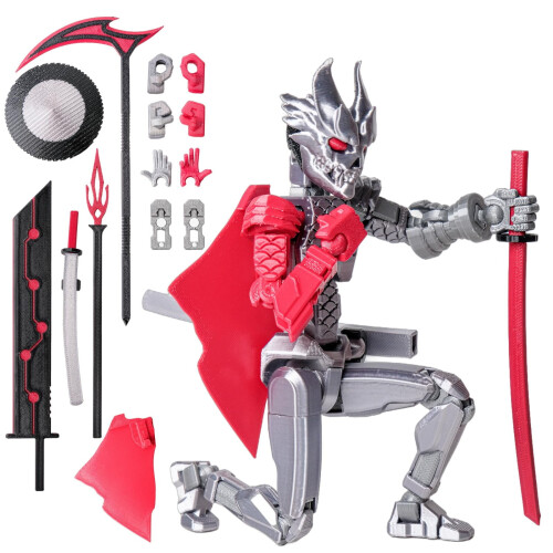 Action figure T13 Ghost Warrior argento snodabile stampata in 3D