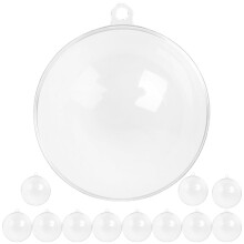 Clear fillable plastic baubles for Christmas tree decor, 12