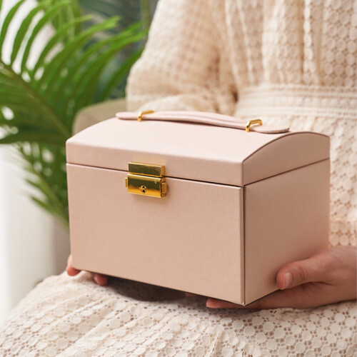 Jewelry Box with Lock, Mirror and 3-Tier Display