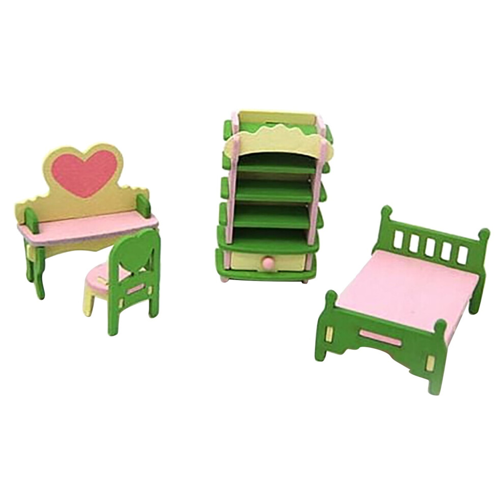 Wooden Dollhouse Furniture Set Bathroom Living Room Bedroom-image-OPC-PW8QTXS-NEW